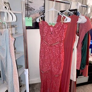 Elegant Red Lace Dress REVOLVE